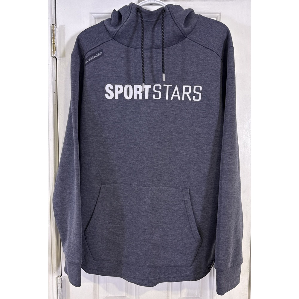 Legends SportStars Gray Stretch Hoodie Sweatshirt Mock Neck Men's Large